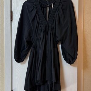 Free People For the Moment Babydoll Minidress Medium Black